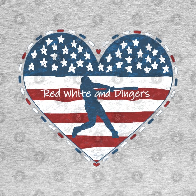 Primitive Baseball Mom Red White and Dingers Country Heart by TeeCreations